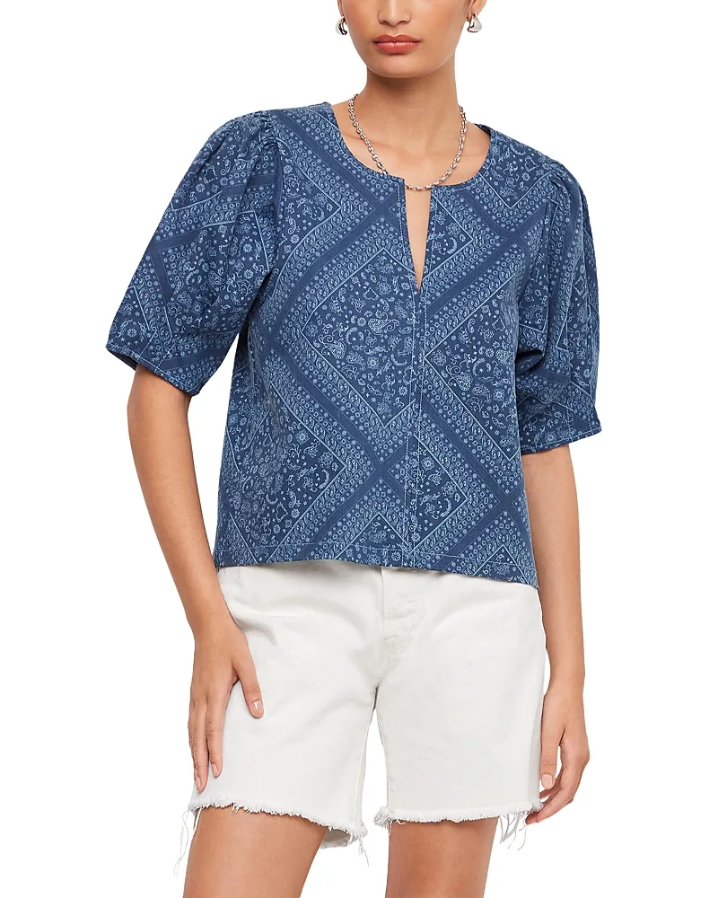 Poof Split Neck Blouse by Fifteen Twenty