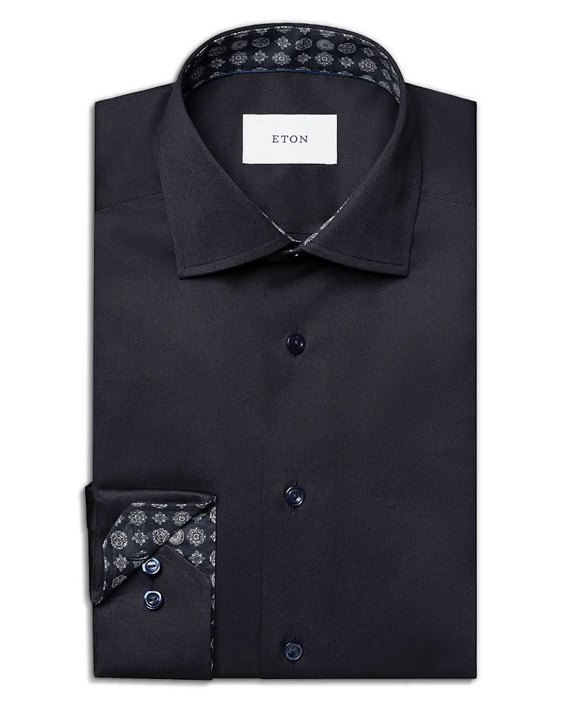 Cotton Contemporary Geo Detail Solid Shirt by Eton