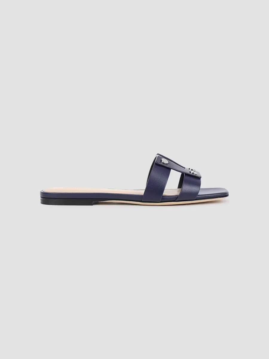 Via Slide Leather Sandals by Veronica Beard