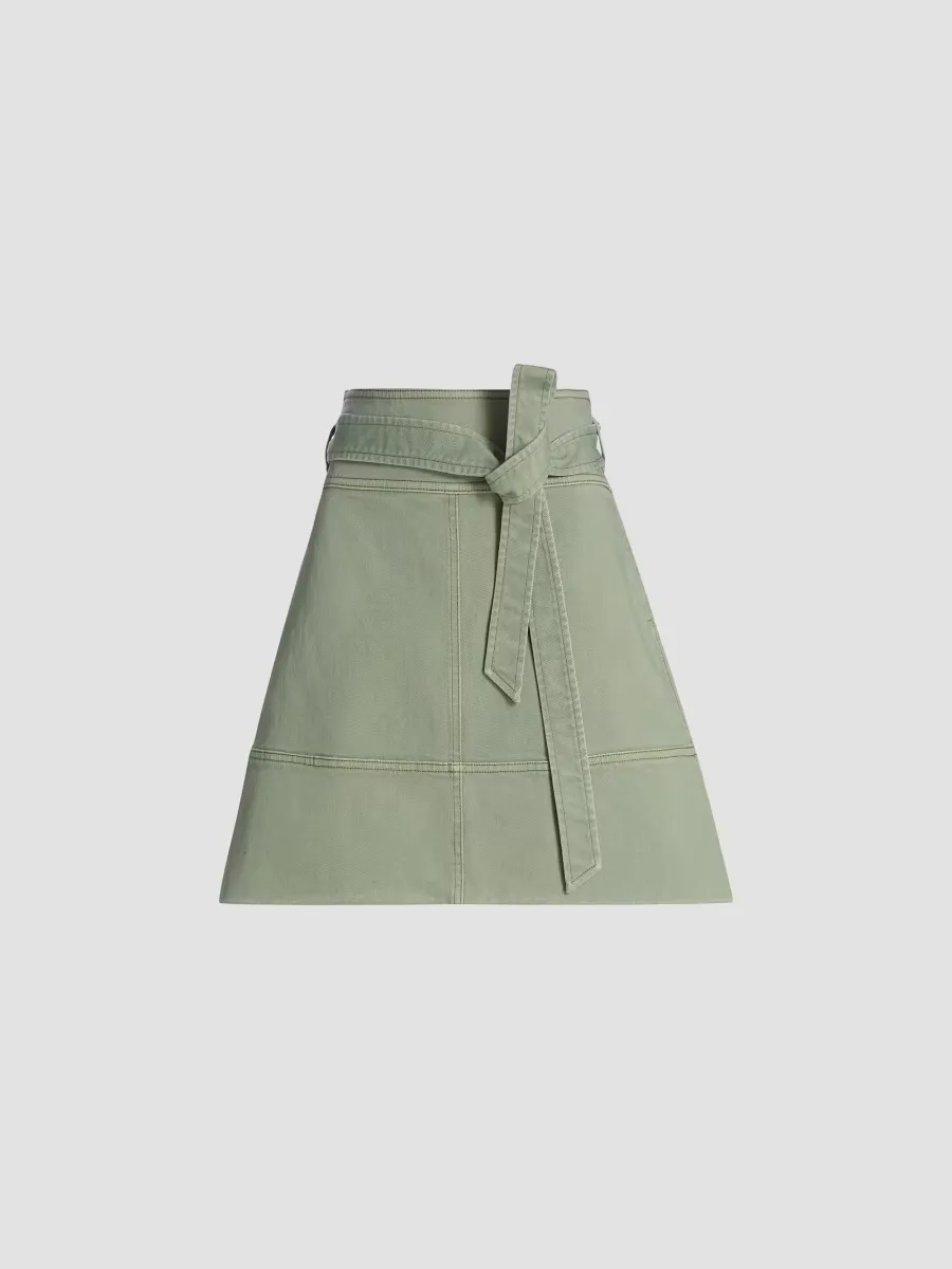Courtney Tie-Waist Denim Miniskirt by Tanya Taylor