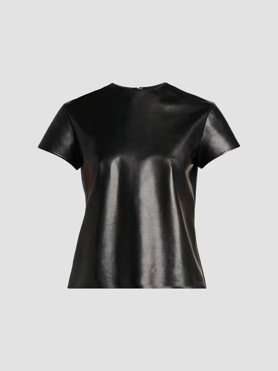 Leather Short-Sleeve T-Shirt