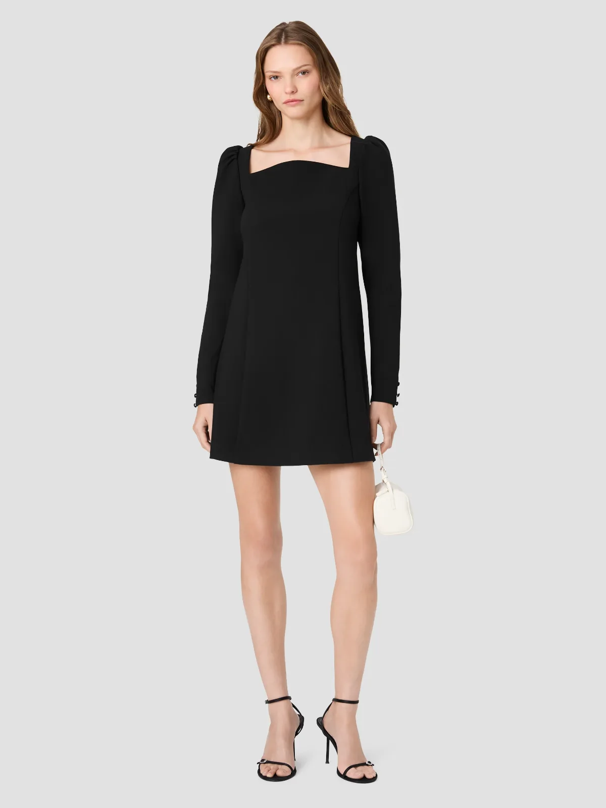 Azra Twill Puff Sleeve Shift Mini Dress