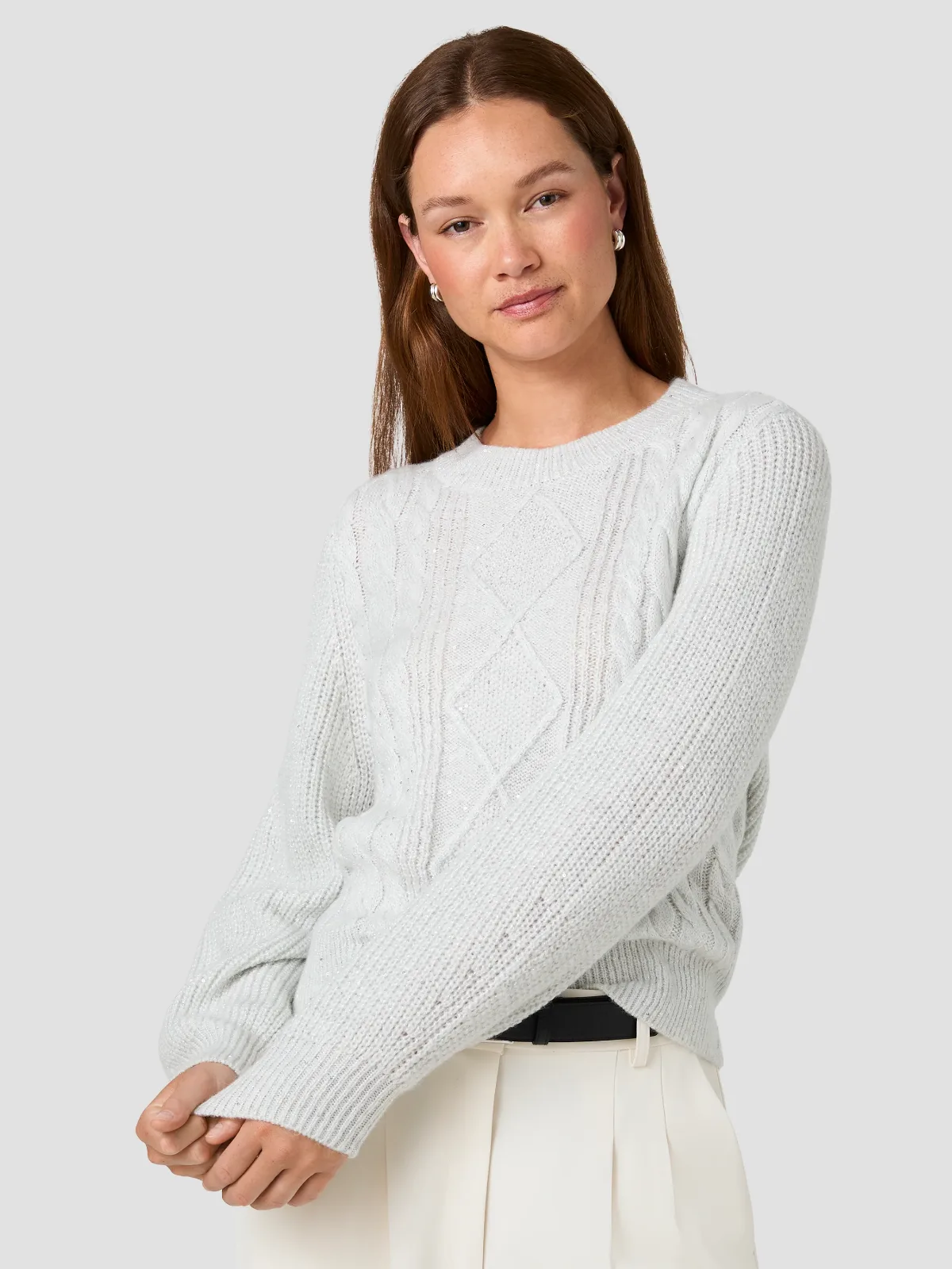 Micro Sequin Tinsel Knit Pullover Sweater by French Connection