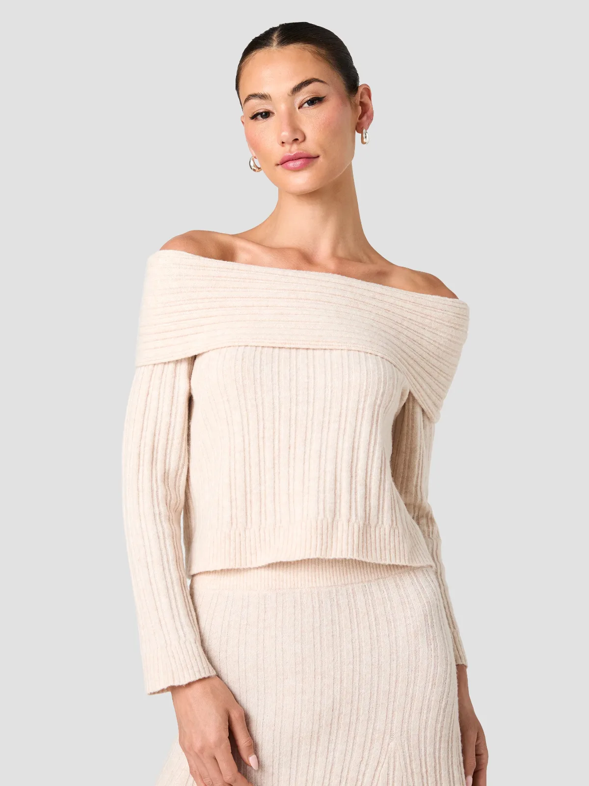 Lucien Knit Off Shoulder Pullover Sweater by French Connection