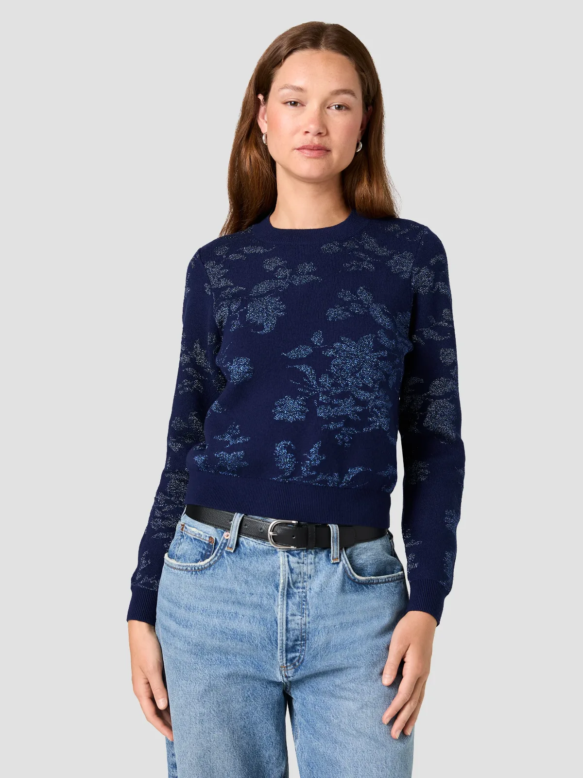 Katja Knit Combo Tinsel Pullover Sweater by French Connection