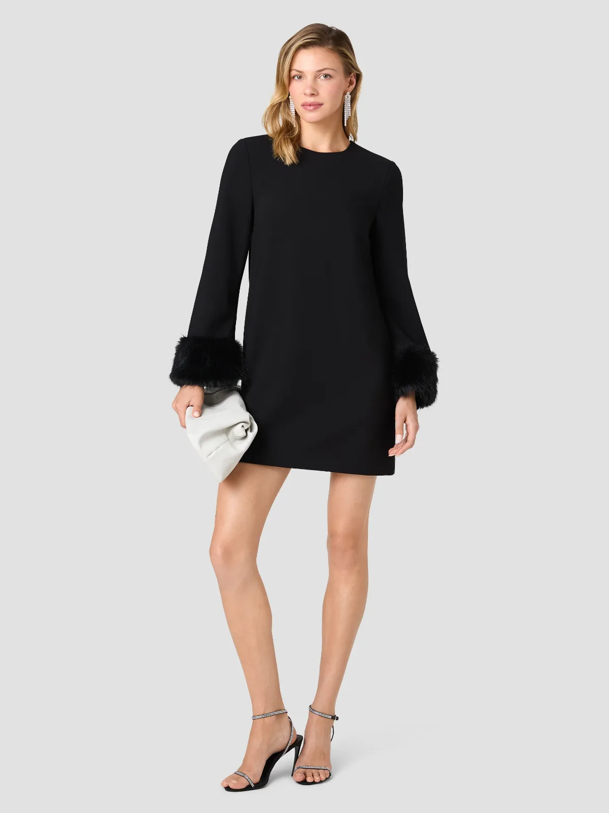 Whisper Faux Fur Trim Long Sleeve Mini Dress by French Connection