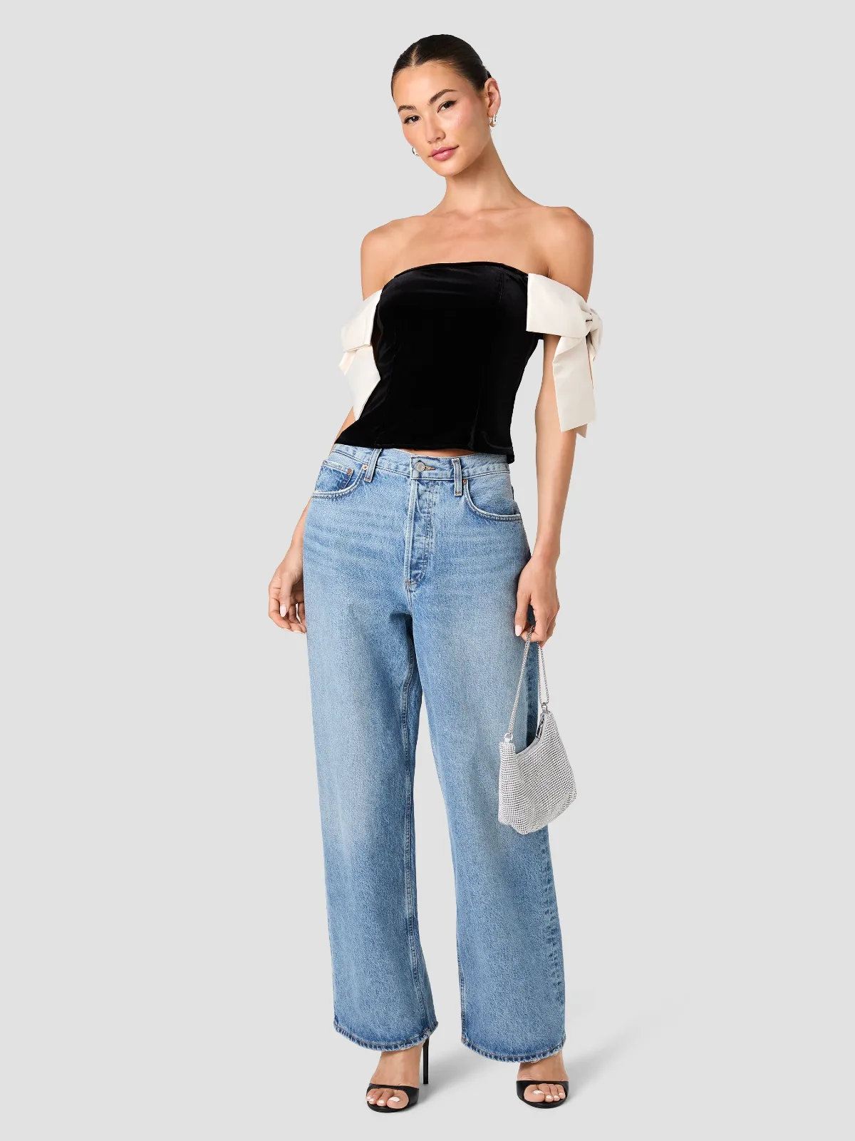 Velvet Carey Satin Bow Top by French Connection