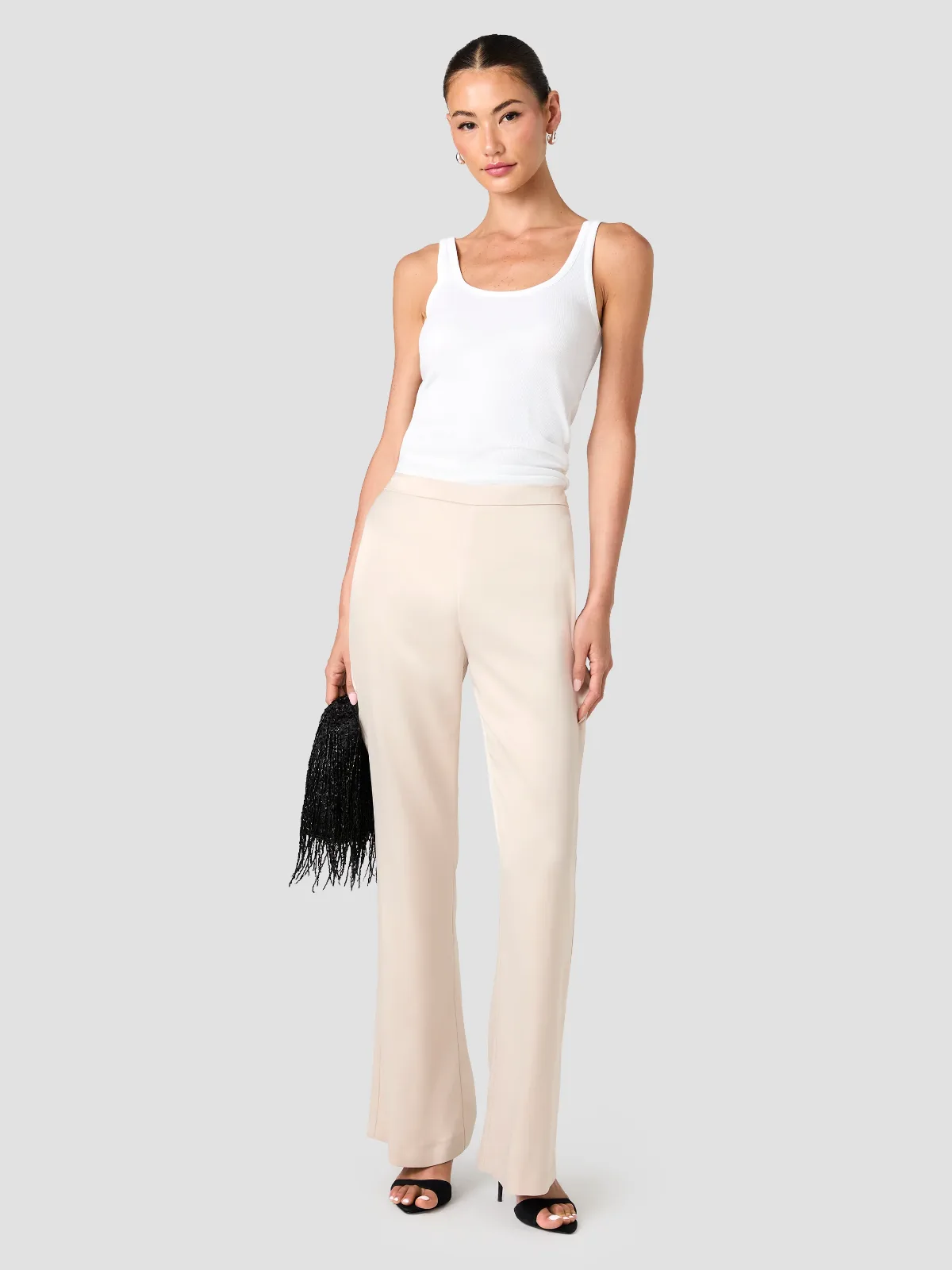 Maelys Stretch Satin Tailored Flare Trousers by French Connection