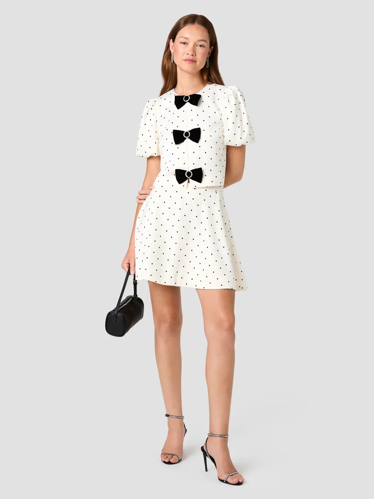 Maelys Stretch Satin Polka Dot Mini Skirt by French Connection