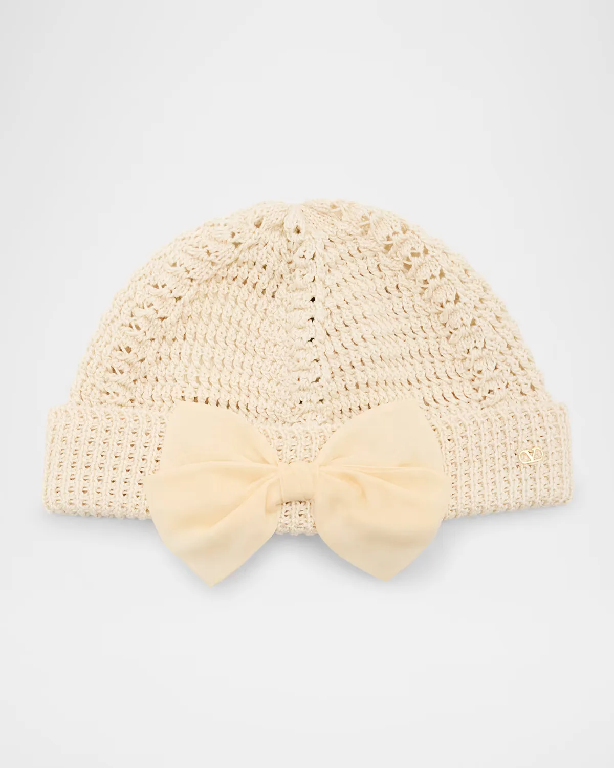 VLogo Signature Bow Cotton Knit Beanie by Valentino Garavani