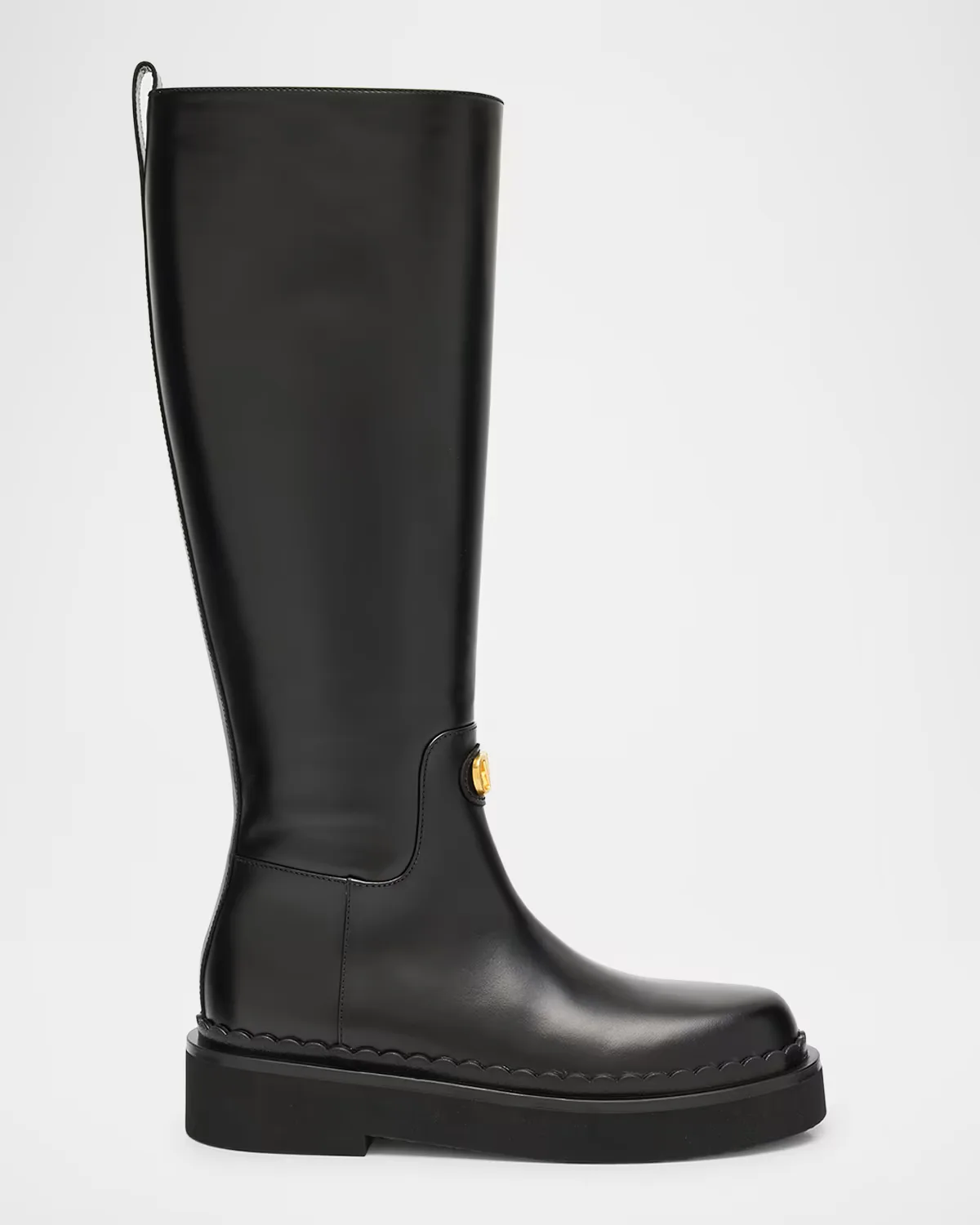 Vitello Brass VLogo Leather Knee-High Boots