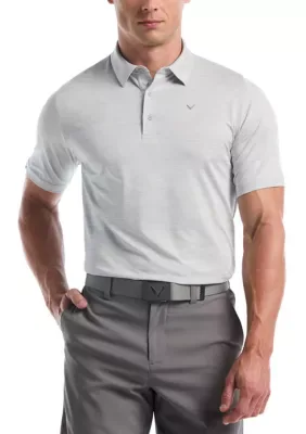 Short Sleeve Heathered Jacquard Golf Polo Shirt