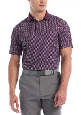 Fly Birdie Check Print Short Sleeve Golf Polo Shirt