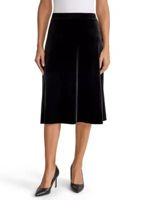 Midi Flared Velvet Skirt by Kasper