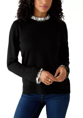 Plaid Ruffle Twofer Top by Kim Rogers