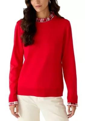 Plaid Ruffle Twofer Top