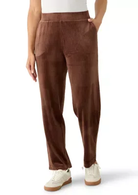Texture Velour Straight Leg Pants