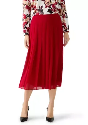 Pull-On Front Pleated Chiffon Skirt by Kasper