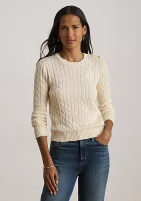 Lauren Ralph Lauren Button-Trim Cable-Knit Sweater by Ralph Lauren
