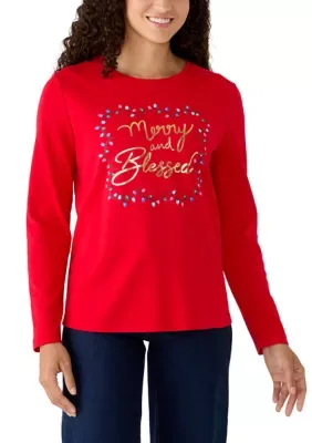 Long Sleeve Crew Neck Graphic Shirt by Kim Rogers