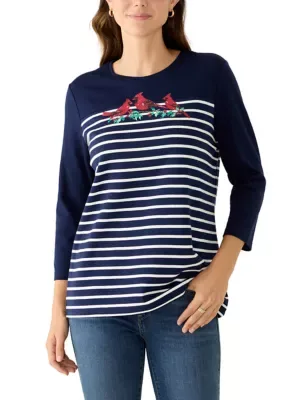 3/4 Sleeve Crew Neck Graphic Shirt by Kim Rogers