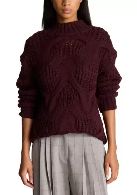 Oversized Cable Stitch Mock Neck Sweater by Kenneth Cole