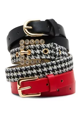Pebbled and Houndstooth Belt Set by Madden Girl