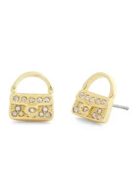 Pavé Handbag Stud Earrings by Coach