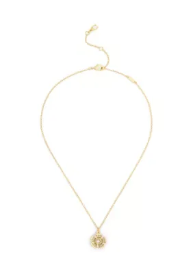 Iconic Charms Pavé Tea Rose Pendant Necklace, 16 In by Coach