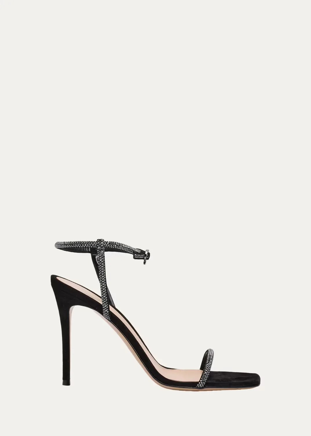 95mm Suede Crystal Ankle-Strap Sandals by Gianvito Rossi