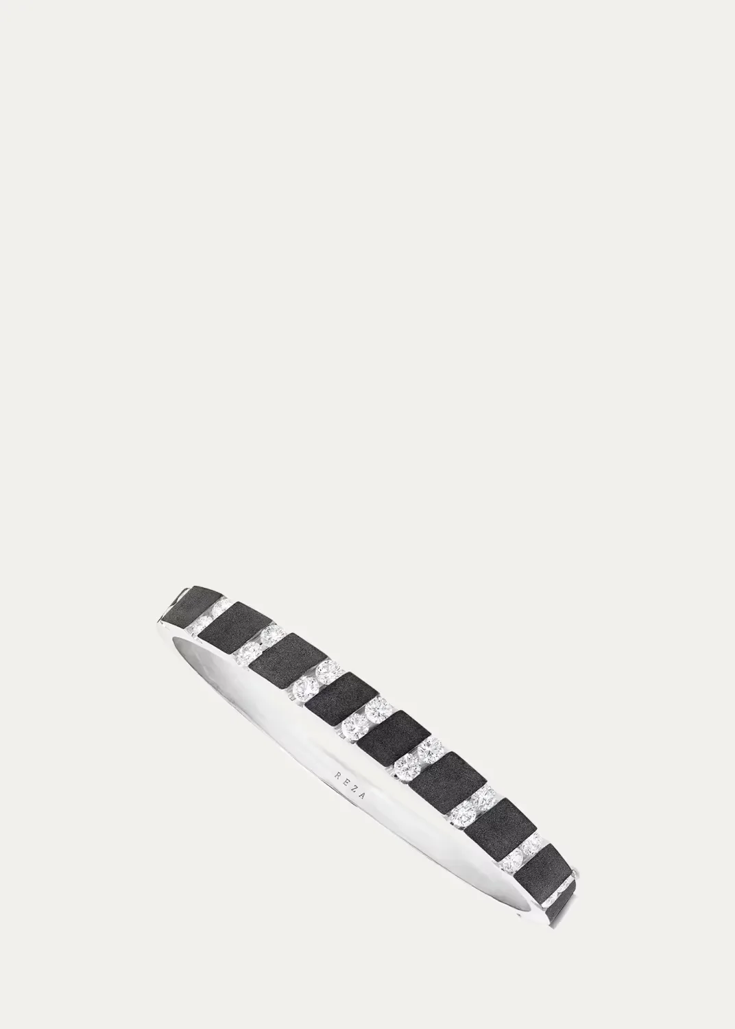 Nexus Blackened and 18K White Gold Alternating Diamond Bangle by Reza