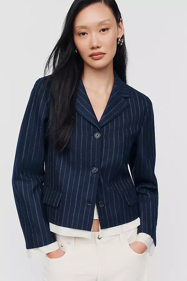 Lawrence Wool Blend Cropped Blazer Jacket by rag & bone