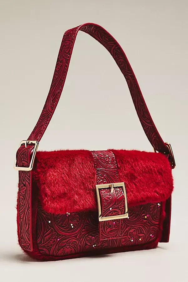 Fiona Faux Fur Buckle Shoulder Bag by Maeve