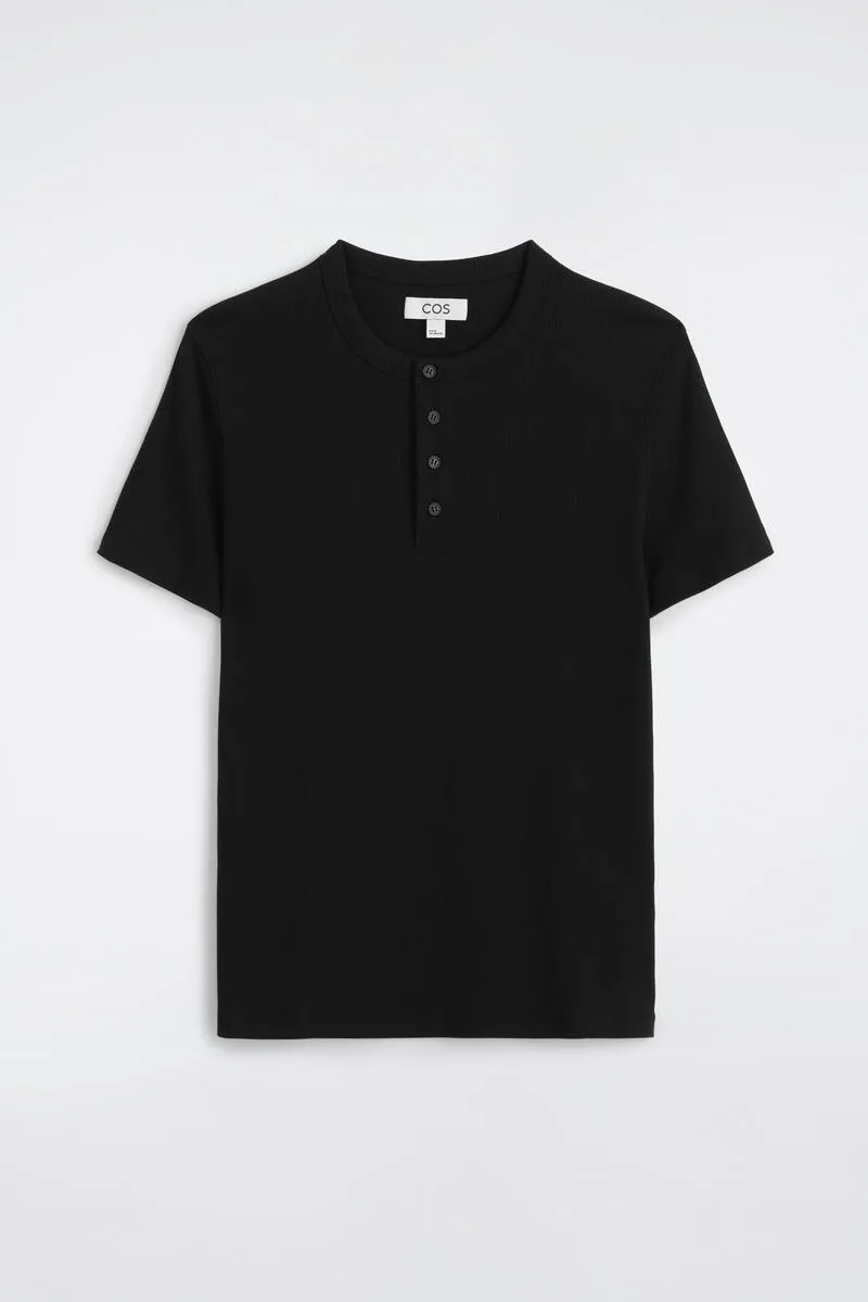 Slim-Fit Ribbed Henley T-Shirt by COS