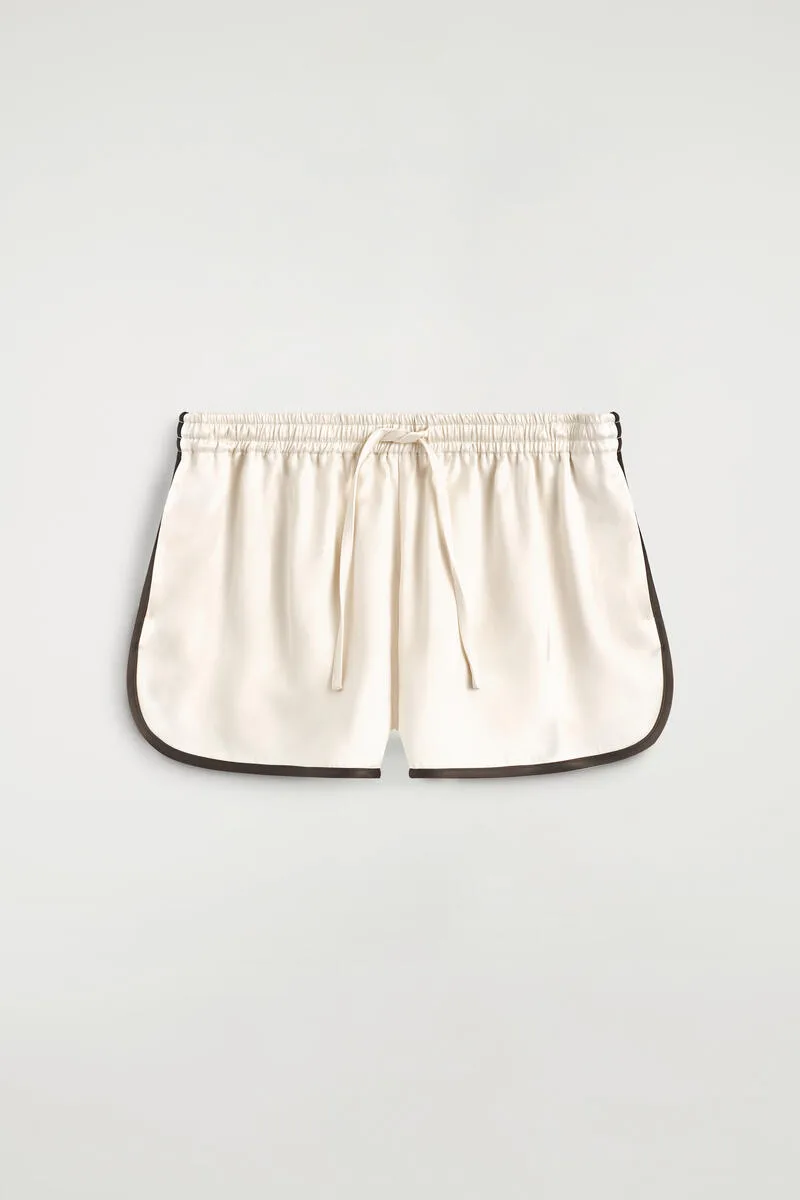 Contrast-Piped Satin Track Shorts by COS