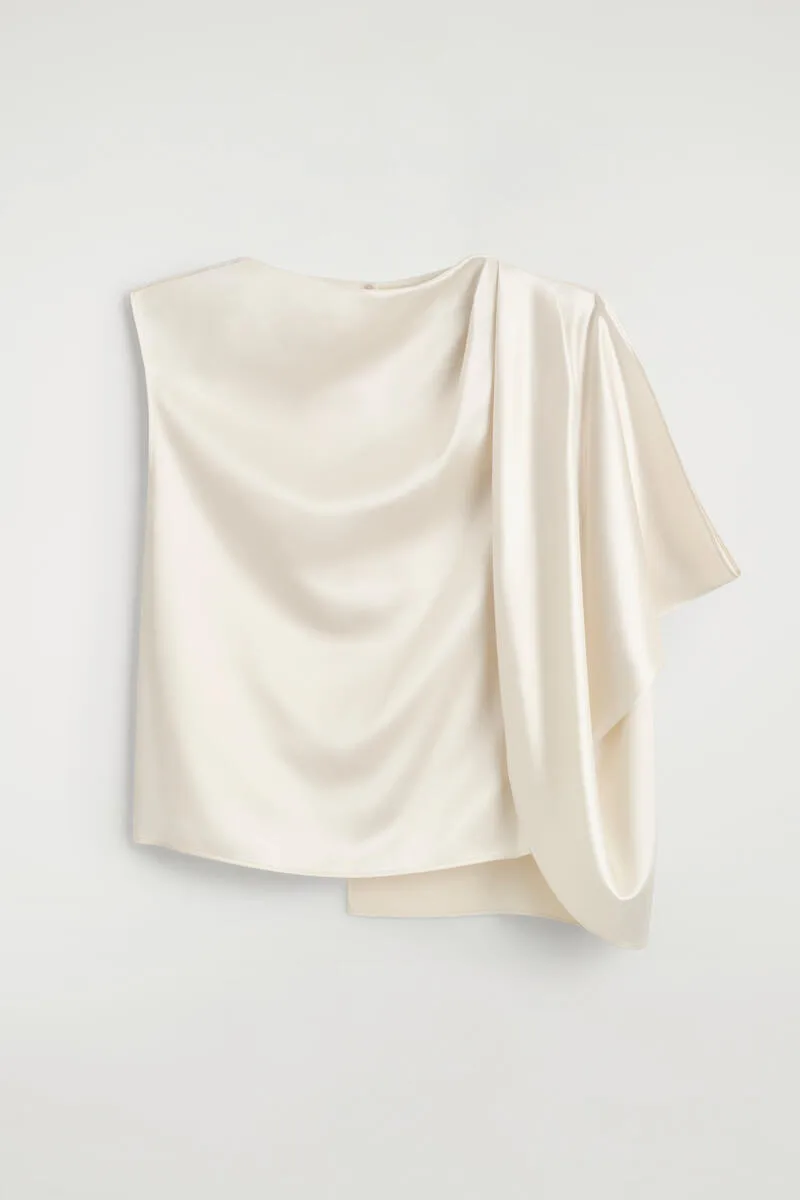 Asymmetric Draped Matte-Satin Top by COS