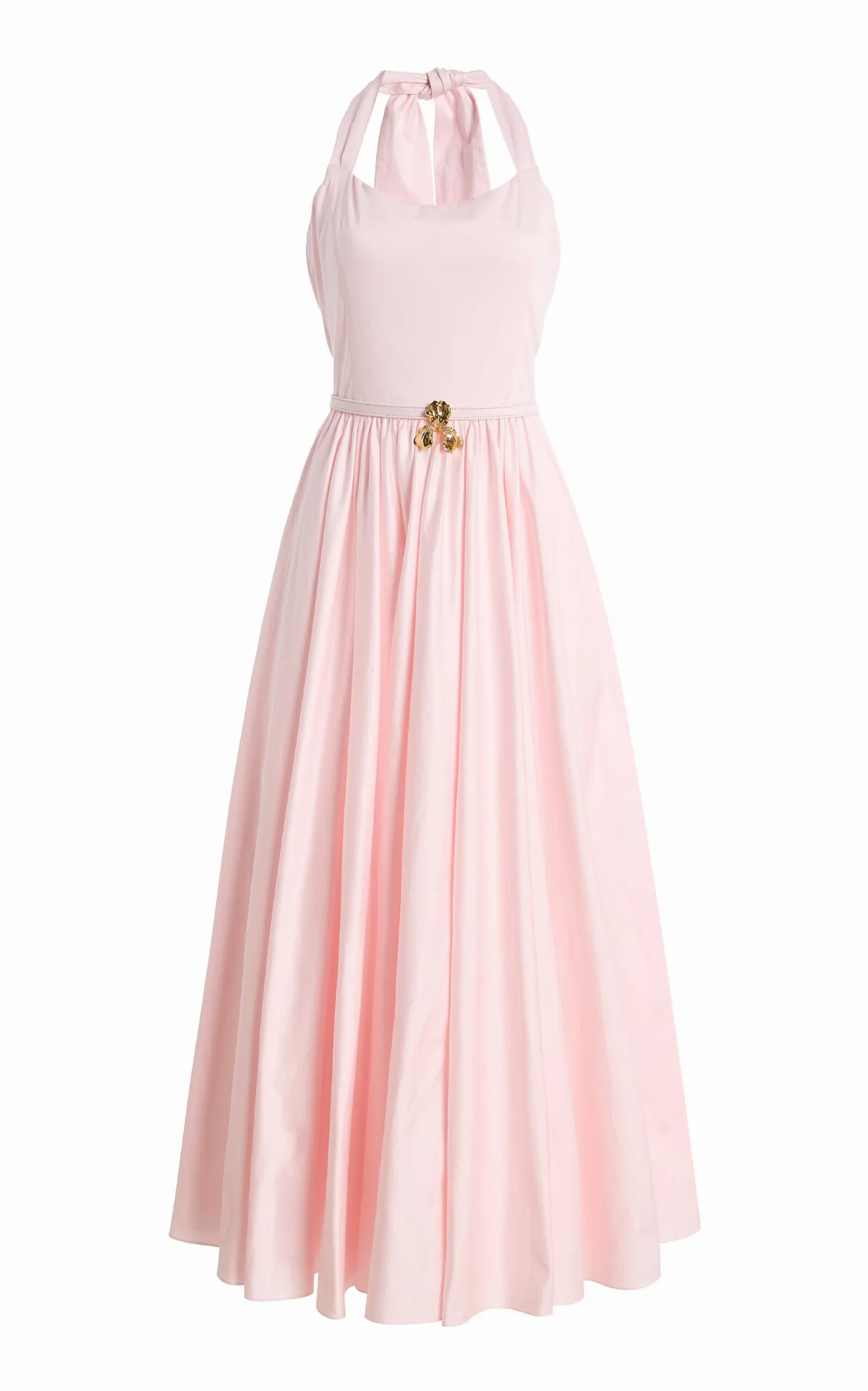 Pleated Stretch Cotton-Poplin Sateen Midi Dress by Oscar de la Renta