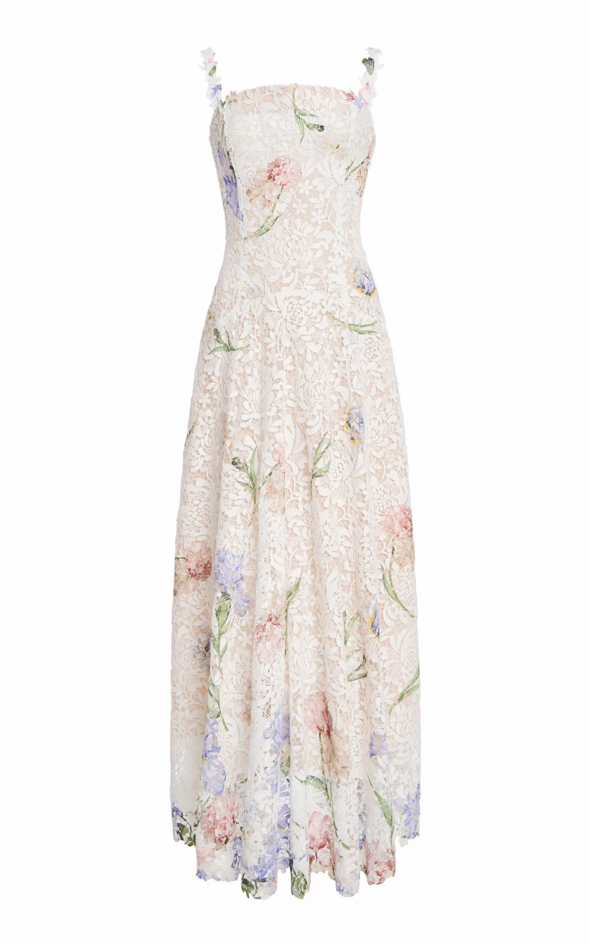 Degrad-Printed Lace Midi Dress by Oscar de la Renta