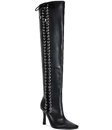 Zephra Side Lace Pointed Toe Over the Knee Boots by Azalea Wang