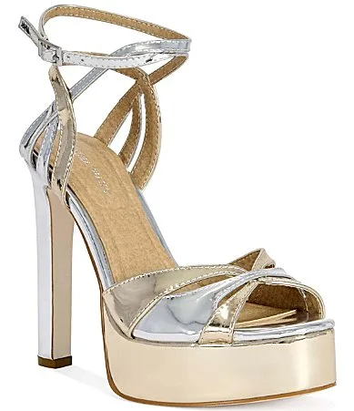 Danira Metallic Ankle Strap Platform Dress Sandals by Azalea Wang