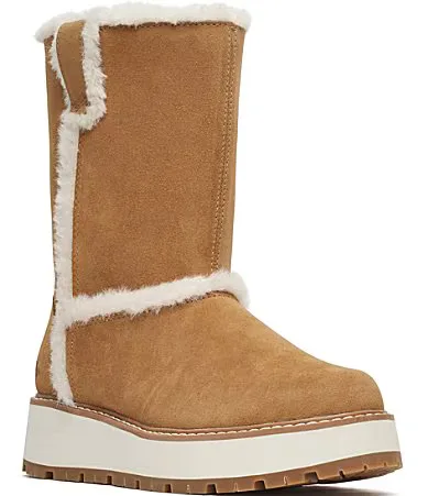 Sugarloaf Pull on Waterproof Suede Faux Fur Lined Mid Calf Boots by Merrell