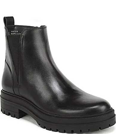 Georgina Water Repellent Tumbled Leather Lug Sole Booties by Vionic