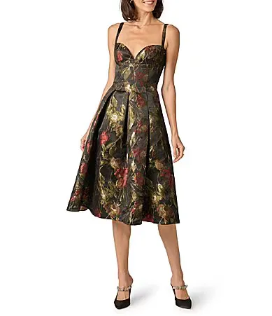 Holly Jacquard Sweetheart Tea Length Dress
