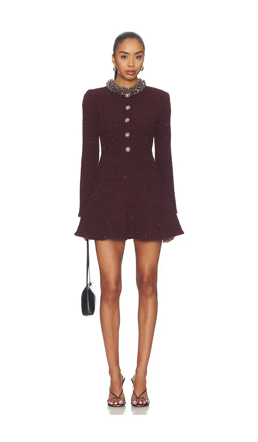 Textured Knit Embellished Mini Dress by Self Portrait