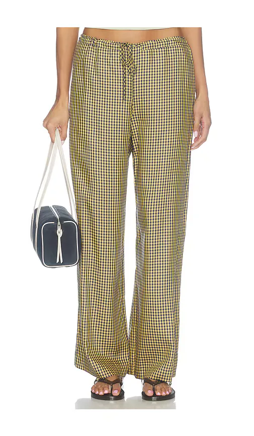 The Tencel Plaid Tie Pant by Donni