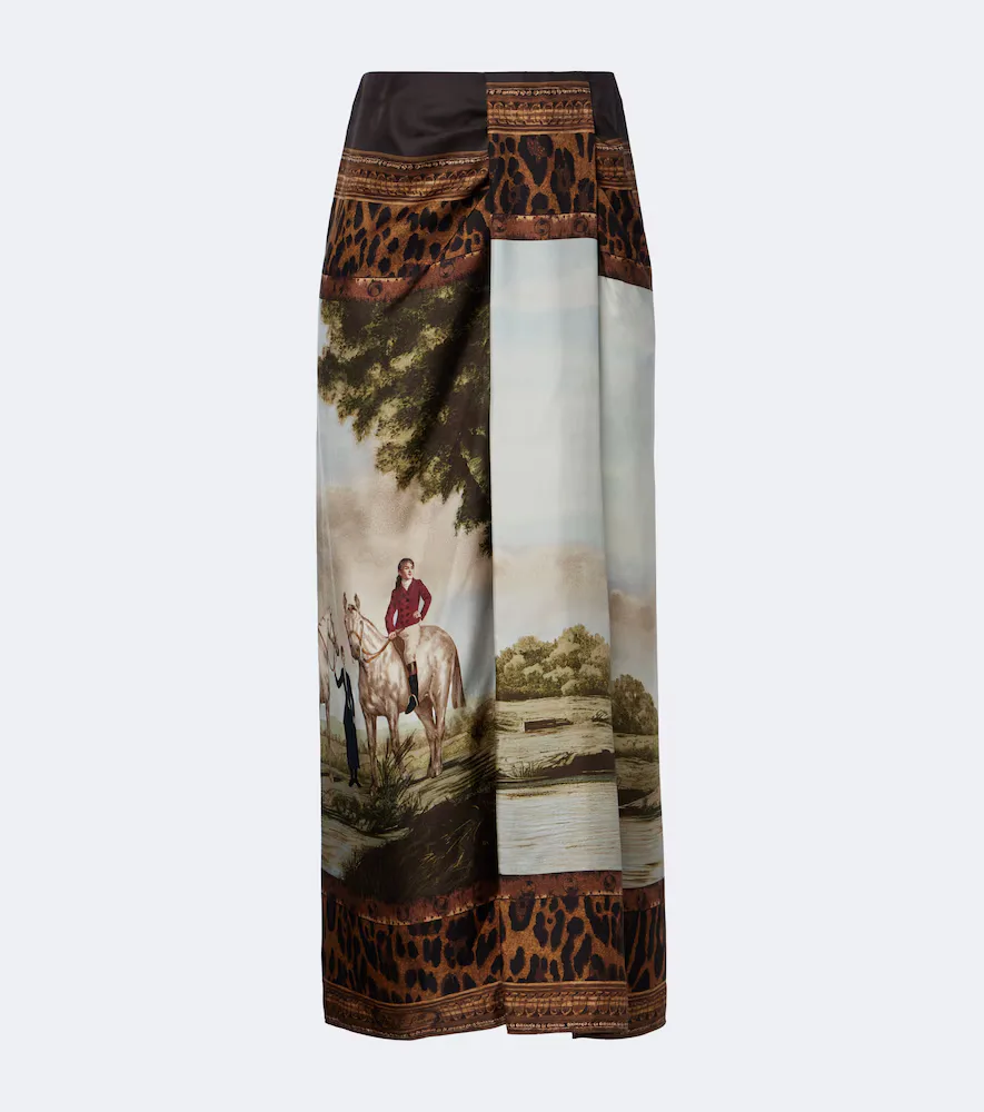 Debbie Printed Silk Twill Midi Skirt by Ralph Lauren