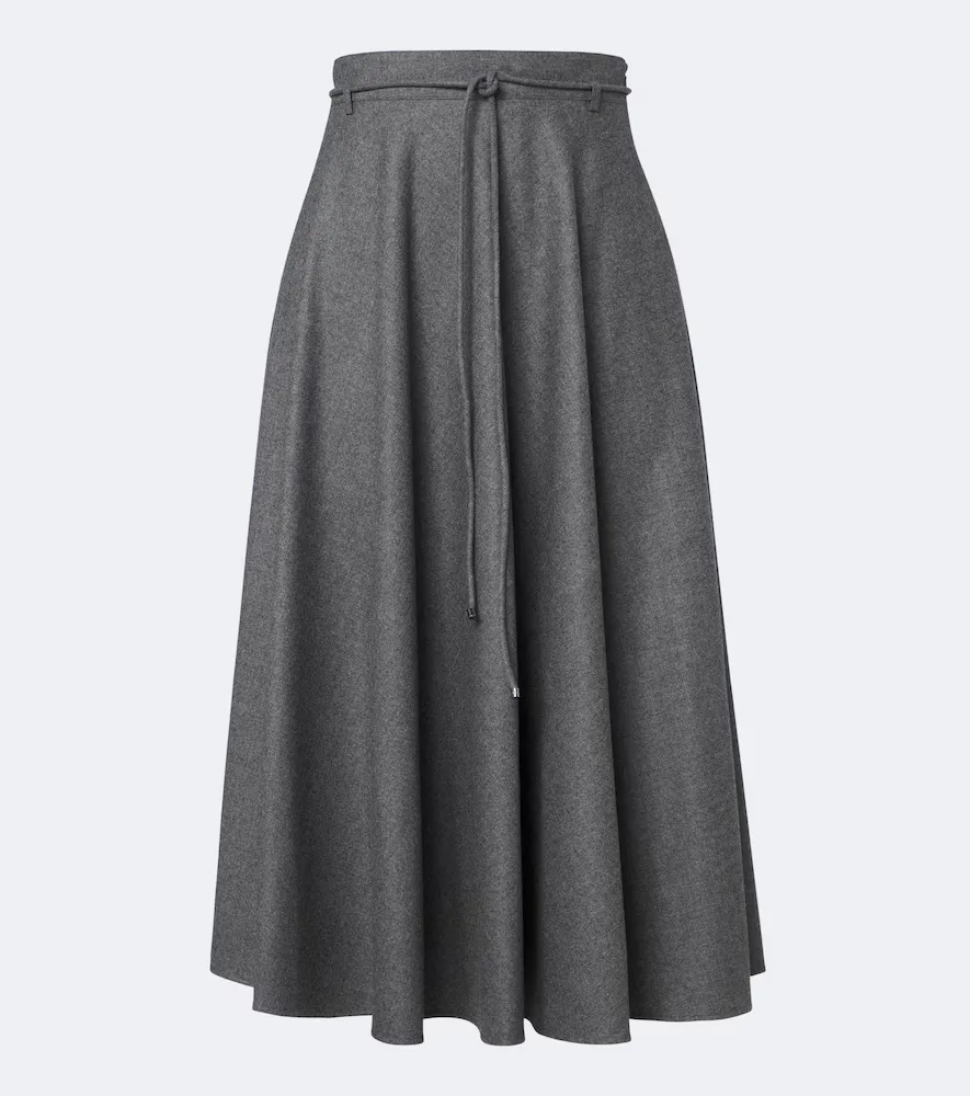 Belted Pleated Cashmere-Blend Midi Skirt by Max Mara