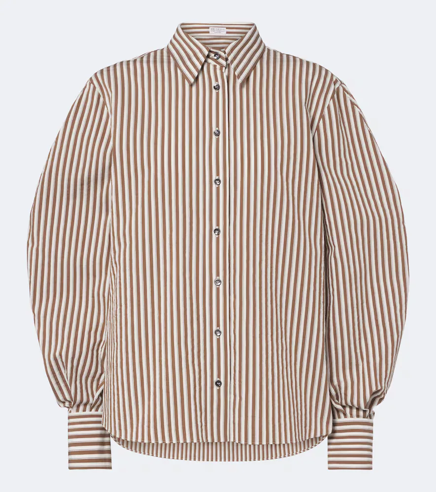 Monili Striped Cotton-Blend Shirt by Brunello Cucinelli