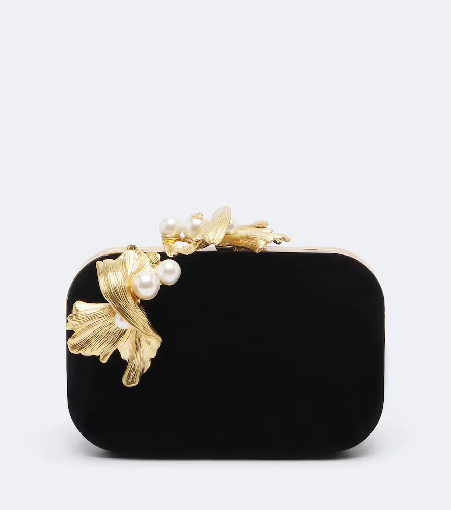 Cloud Embellished Velvet Clutch