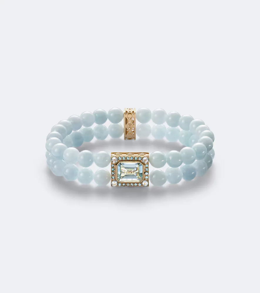 Multi Spacers 14kt Gold Beaded Bracelet with Gemstones by Sydney Evan